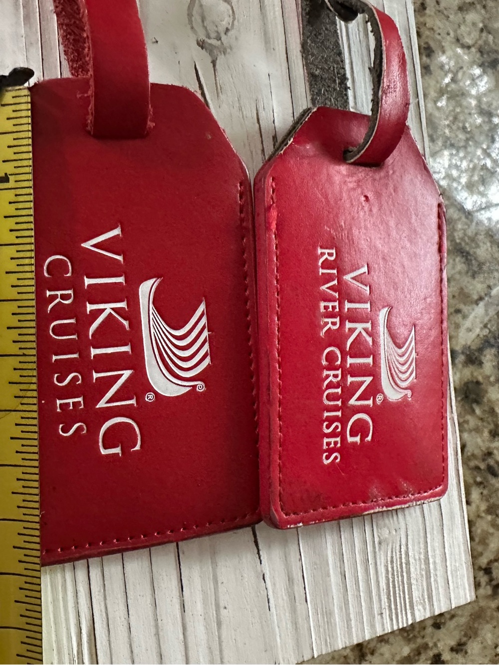 Viking River Cruises Red Leather Bag Luggage Tags Set of 2 Travel Accessories - Picture 6 of 6